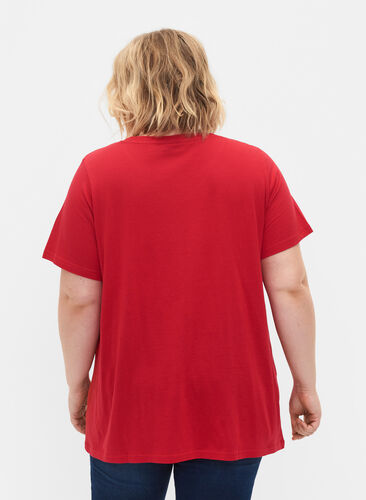 T-shirt met korte mouwen en a-vorm, Lipstick Red, Model image number 1