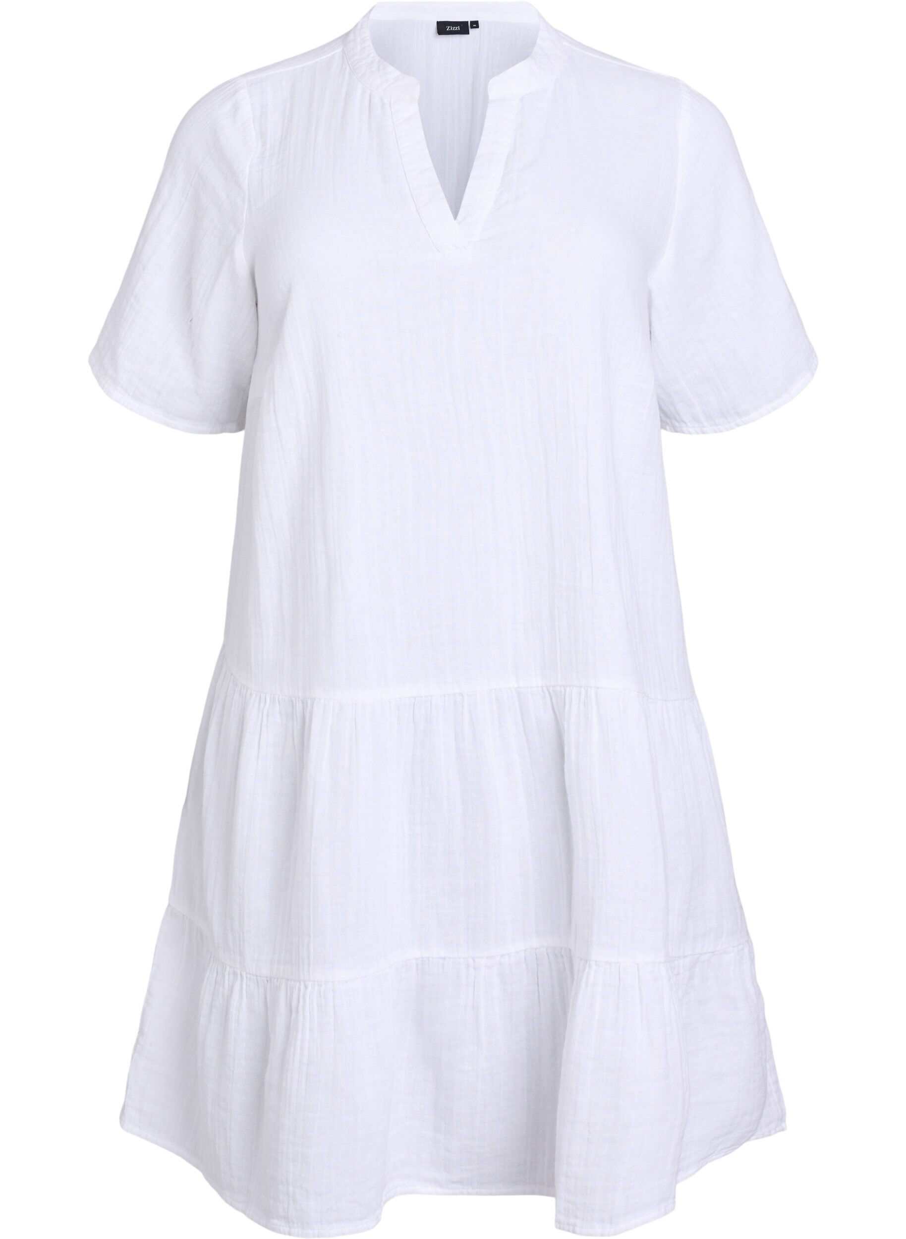 Robe courte &eacute;vas&eacute;e en mousseline de coton