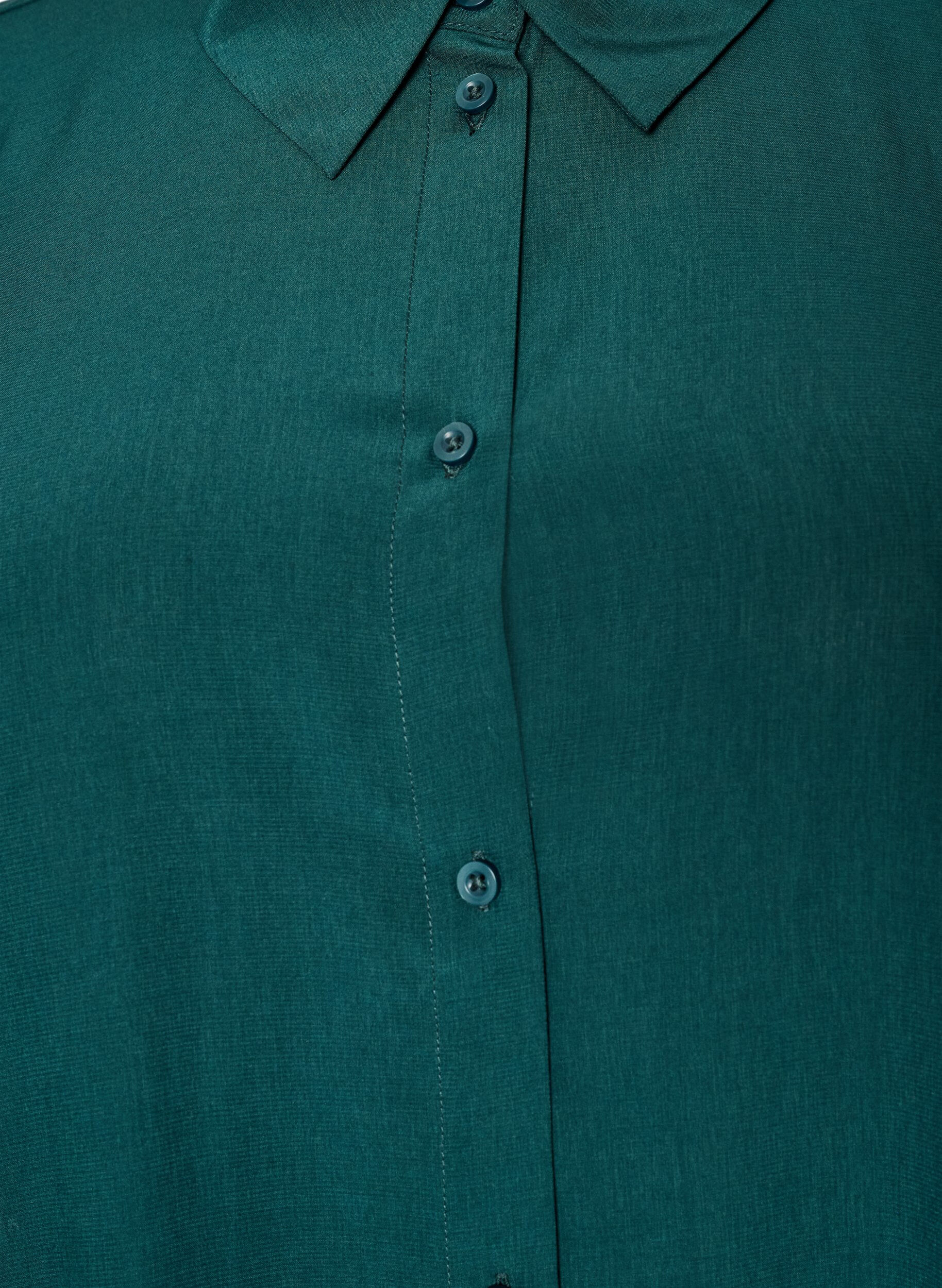 ZizziKorte overhemdjurk met ruchelaag, Groen, Packshot image number 2