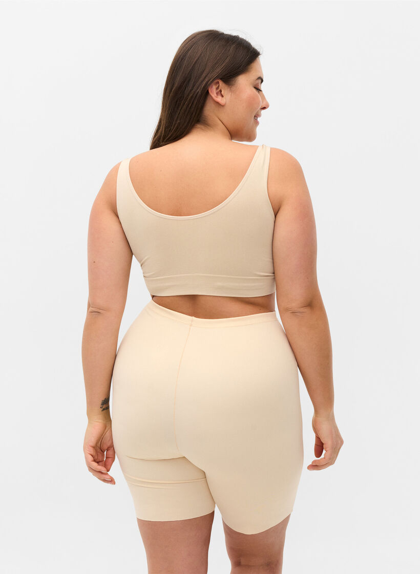 Short shapewear l&eacute;ger &agrave; taille haute, Beige, Model image number 1