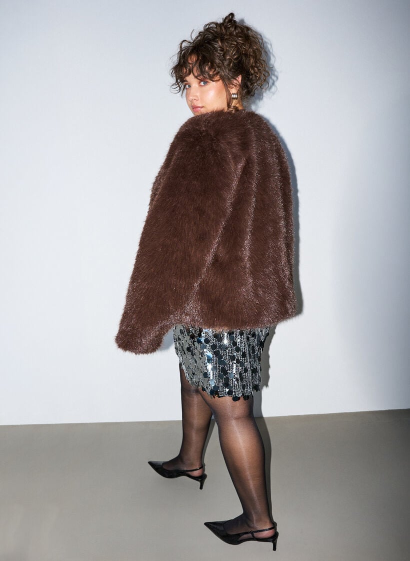 Jupe courte &agrave; sequins avec une ceinture &eacute;lastique, Gris anthracite, Model image number 2