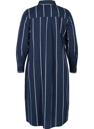 Robe chemise longue à rayures en coton, N.Sky w.White Stripe, Packshot image number 1