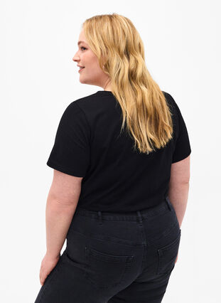 T-shirt en coton avec texte, Black W. Pasadena, Model image number 1
