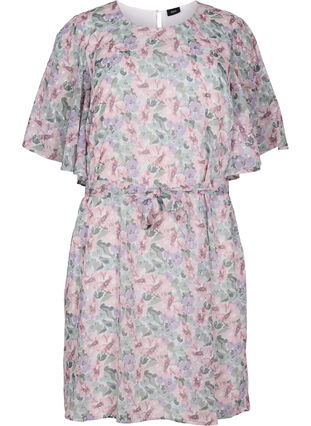 Gebloemde jurk met strikband, Flower AOP, Packshot image number 0