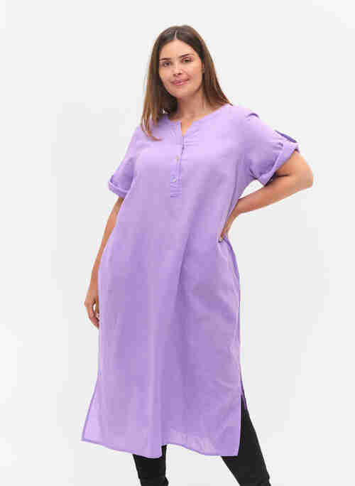 Lange blouse jurk met korte mouwen