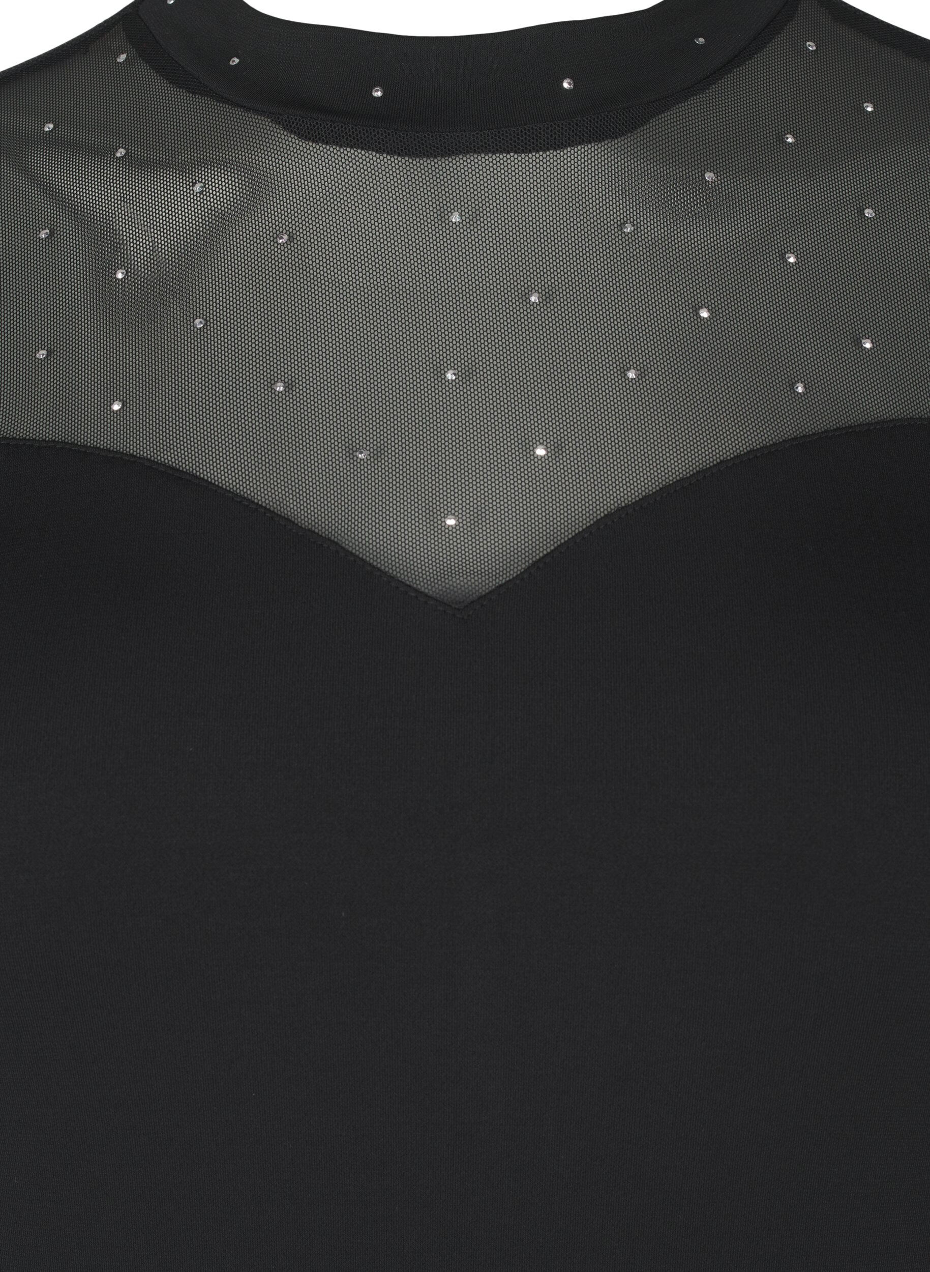 ZizziBodystocking met studs en lange mesh mouwen, Black, Packshot image number 2