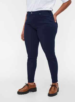 Jean Amy taille haute avec 4-way stretch, Dark blue, Model image number 2