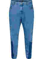 Geknipte Mille mom jeans met colour-block, Blue denim, Packshot