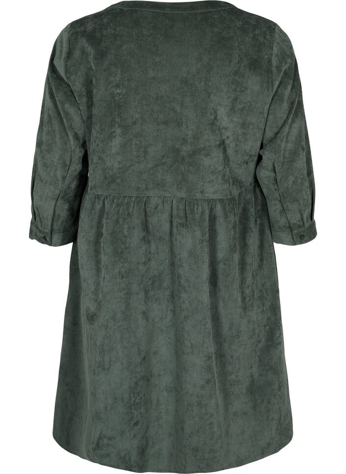 Robe en velours avec manches 3/4 et boutons, Deep Forest, Packshot image number 1