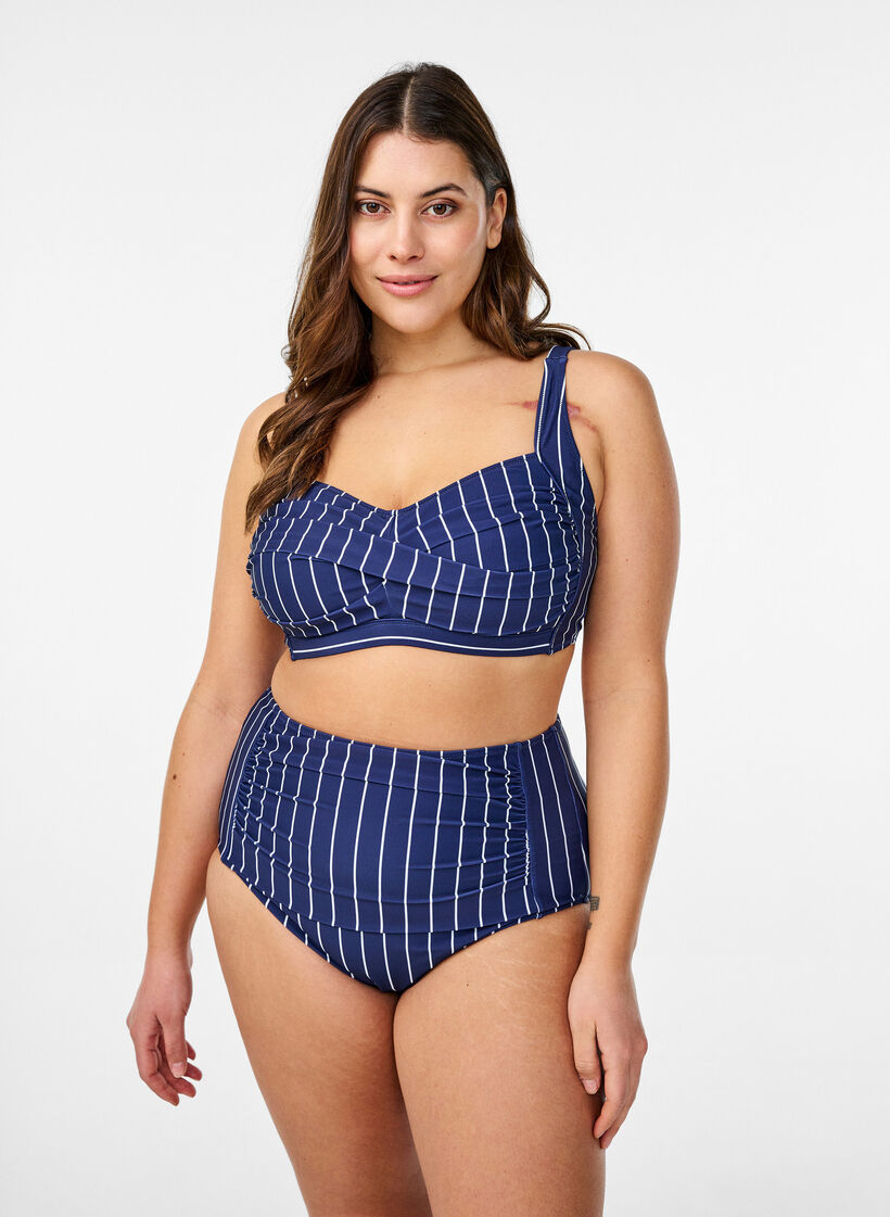 High waist bikinibroekjes met print, Blauw, Model image number 0