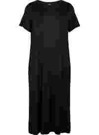 Midi-jurk van viscose met korte mouwen