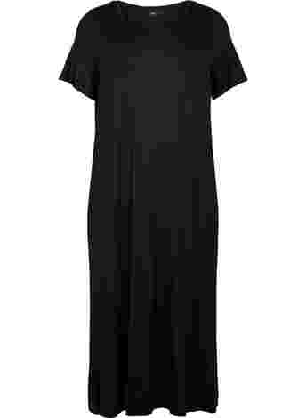Midi-jurk van viscose met korte mouwen