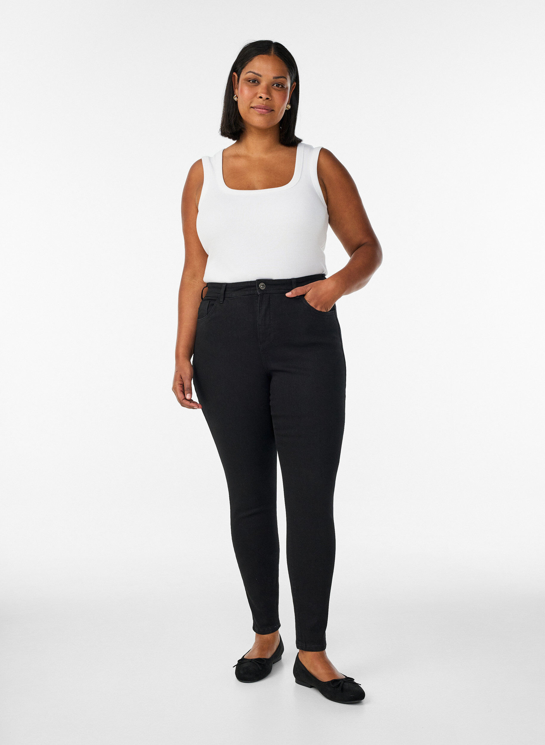 Jeans met super slanke pasvorm, Zwart, Model