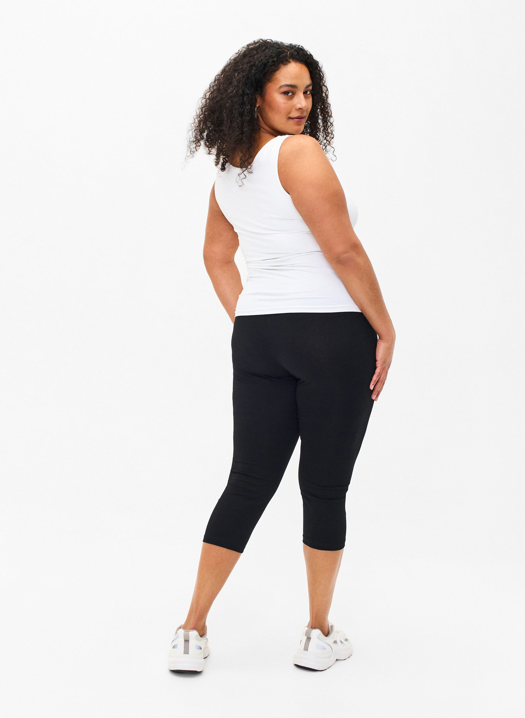 Zizzi FLASH - 2-pack leggings 3/4 en coton, Noir, Model image number 2