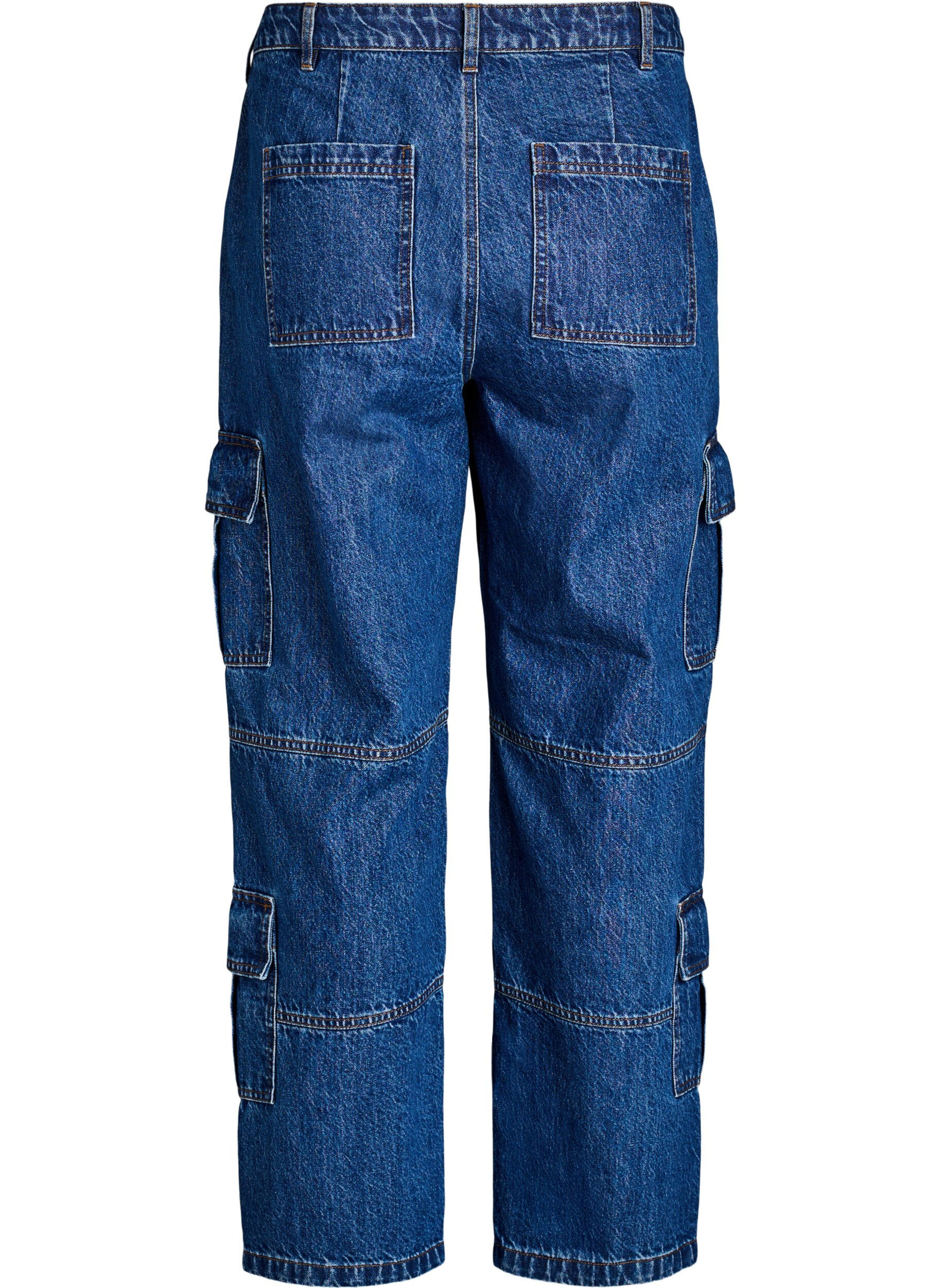 ZizziHigh waist cargo jeans, Blauw, Packshot image number 1