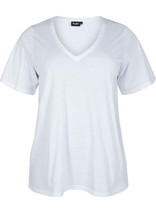 FLASH - T-shirts 2-pack à col en V, White/Black, Packshot image number 2