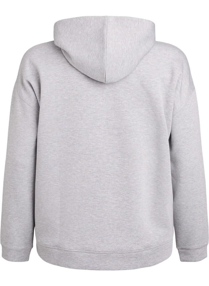 Sweat &agrave; capuche en scuba avec zip et poches, Gris, Packshot image number 1