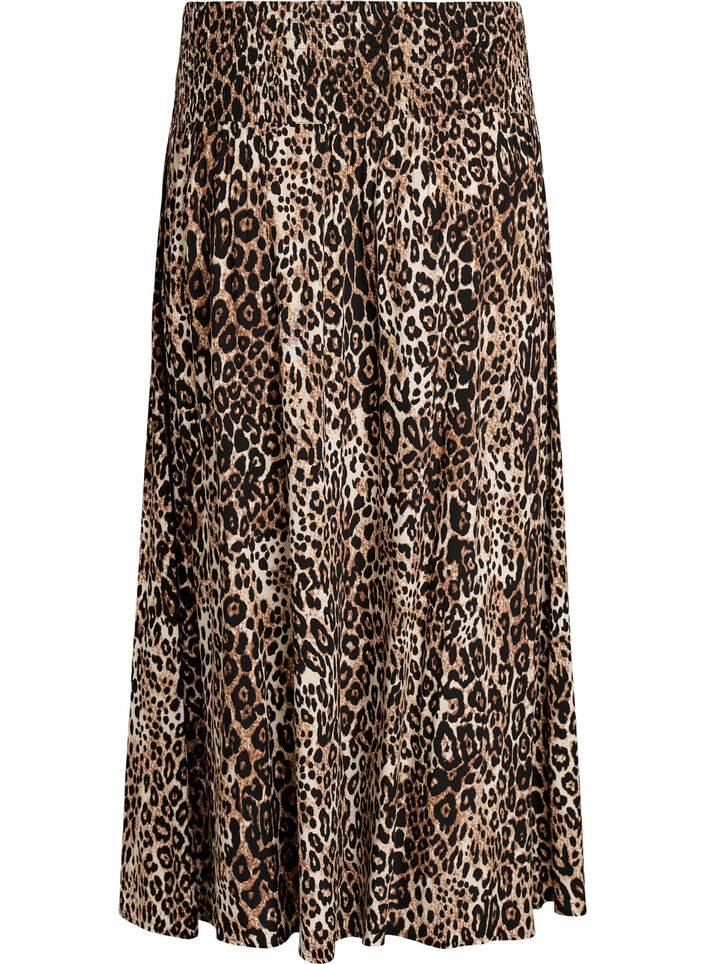 Jupe longue en viscose avec smocks, Marron, Packshot image number 1