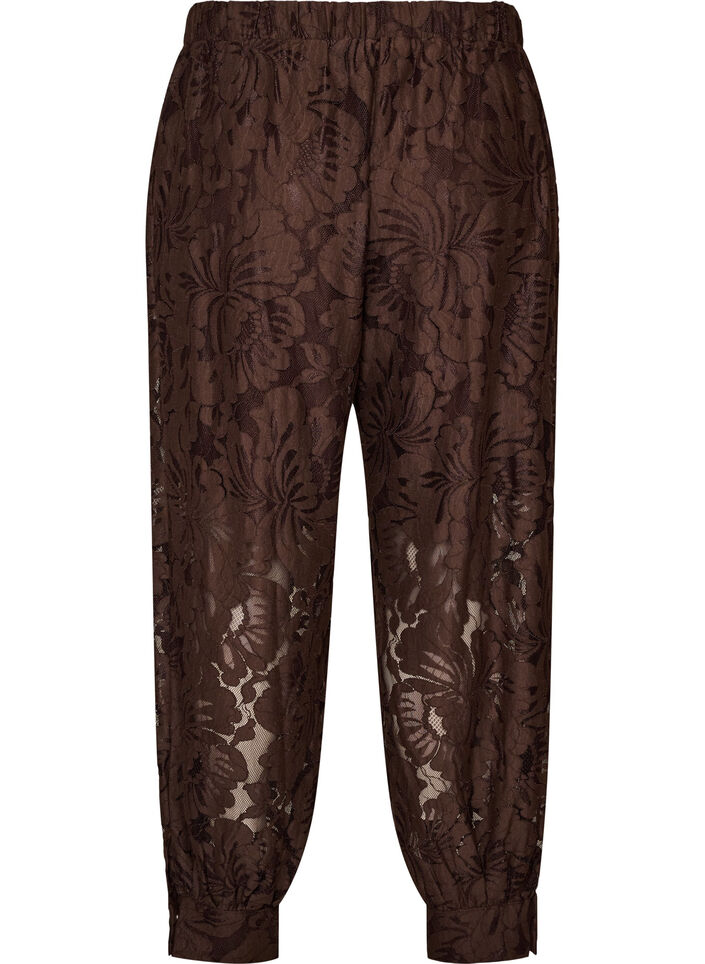 Pantalon ballon en dentelle avec short int&eacute;rieur, Marron, Packshot image number 1