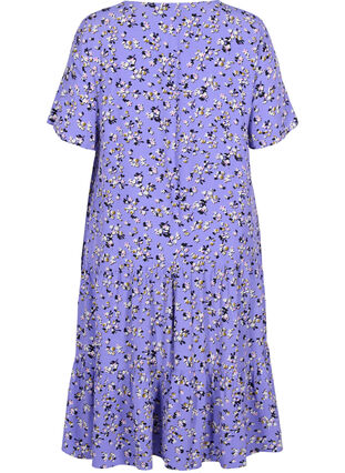 Robe midi en viscose à manches courtes et imprimé floral, Lilac Flower Print, Packshot image number 1