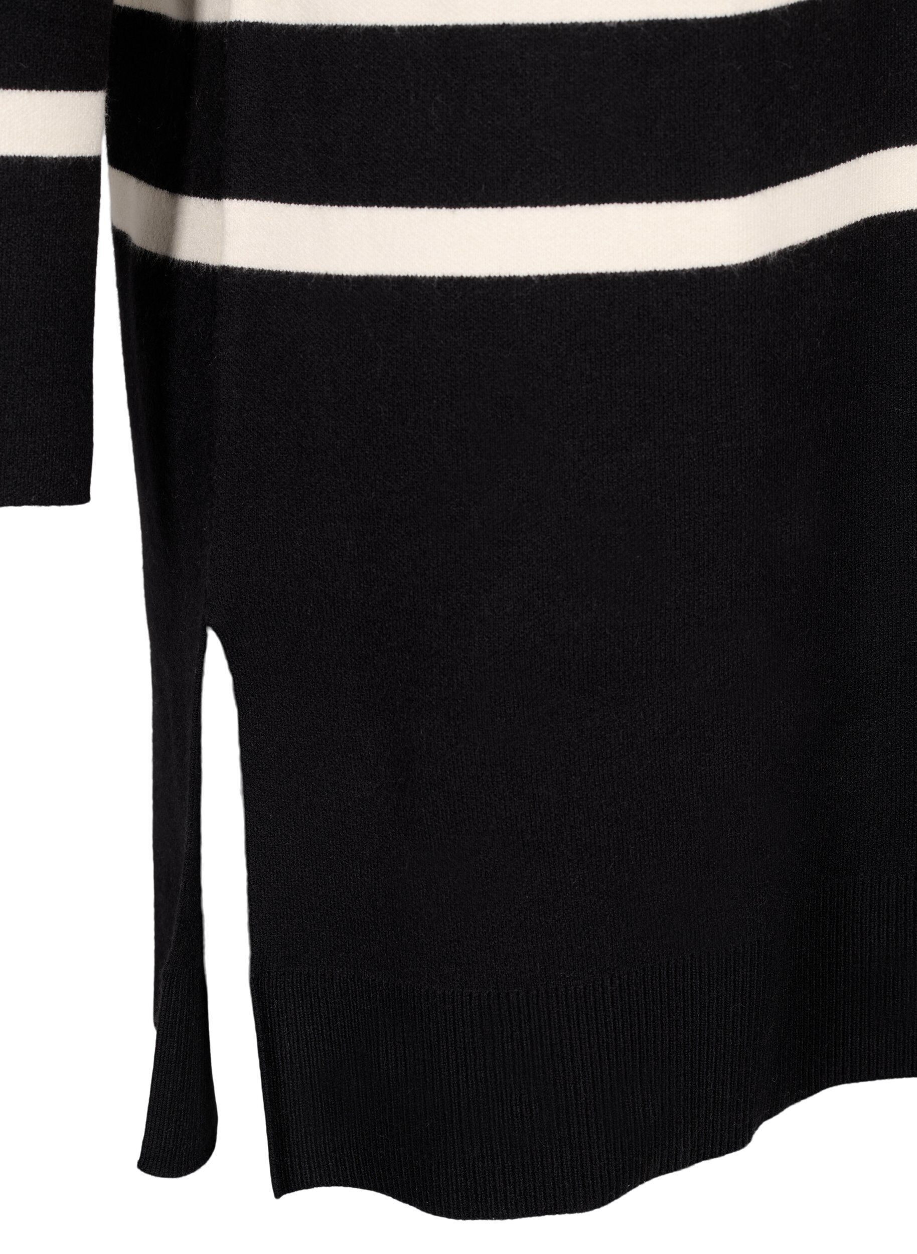 Zizzi Robe en maille avec col rond &agrave; fente, Noir, Packshot image number 3