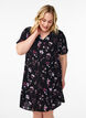 Korte jurk met bloemenprint, Zwart, Model image number 0