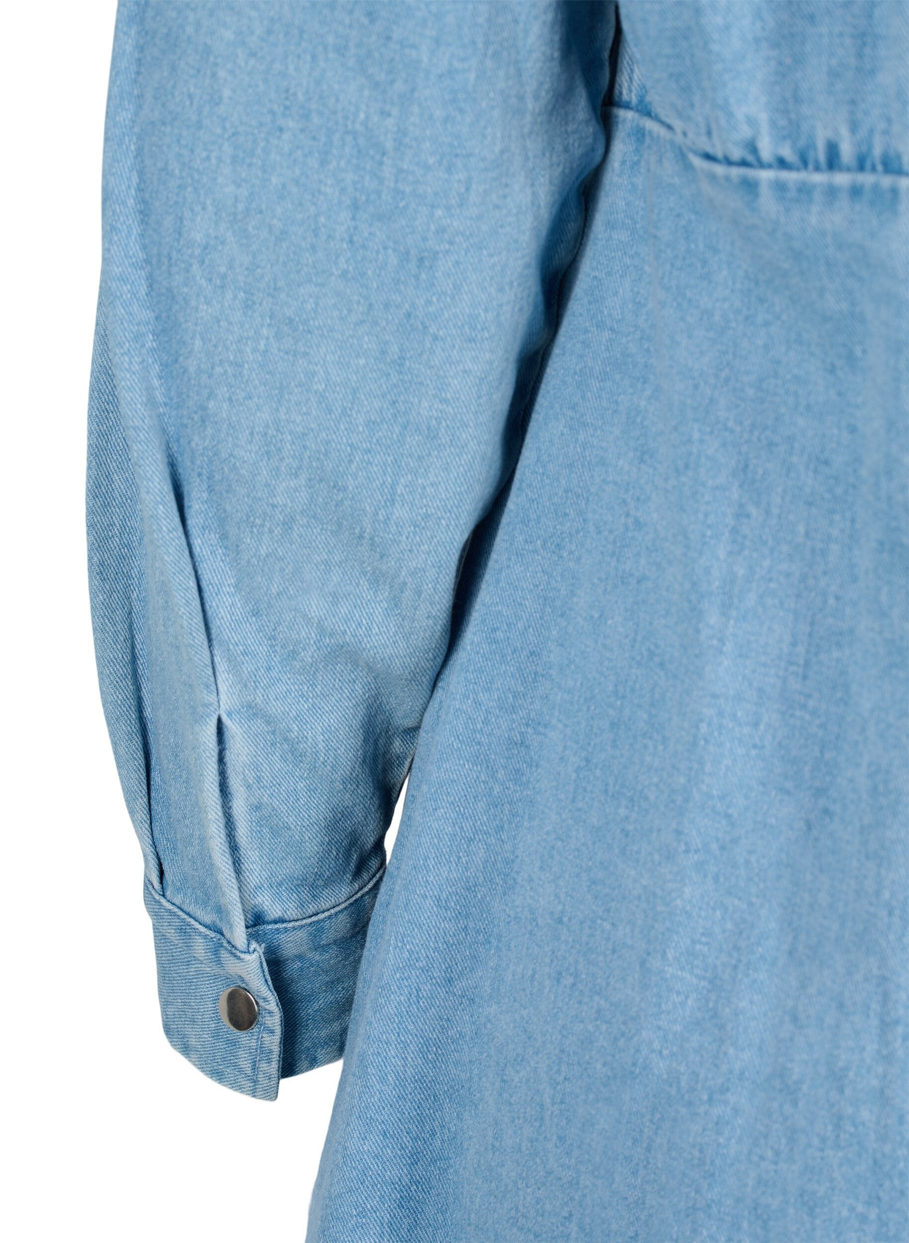 ZizziDenim jurk met knopen en lange mouwen, Light blue denim, Packshot image number 3