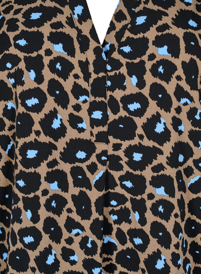 Short-sleeved blouse with a V-neck, Marron, Packshot image number 2