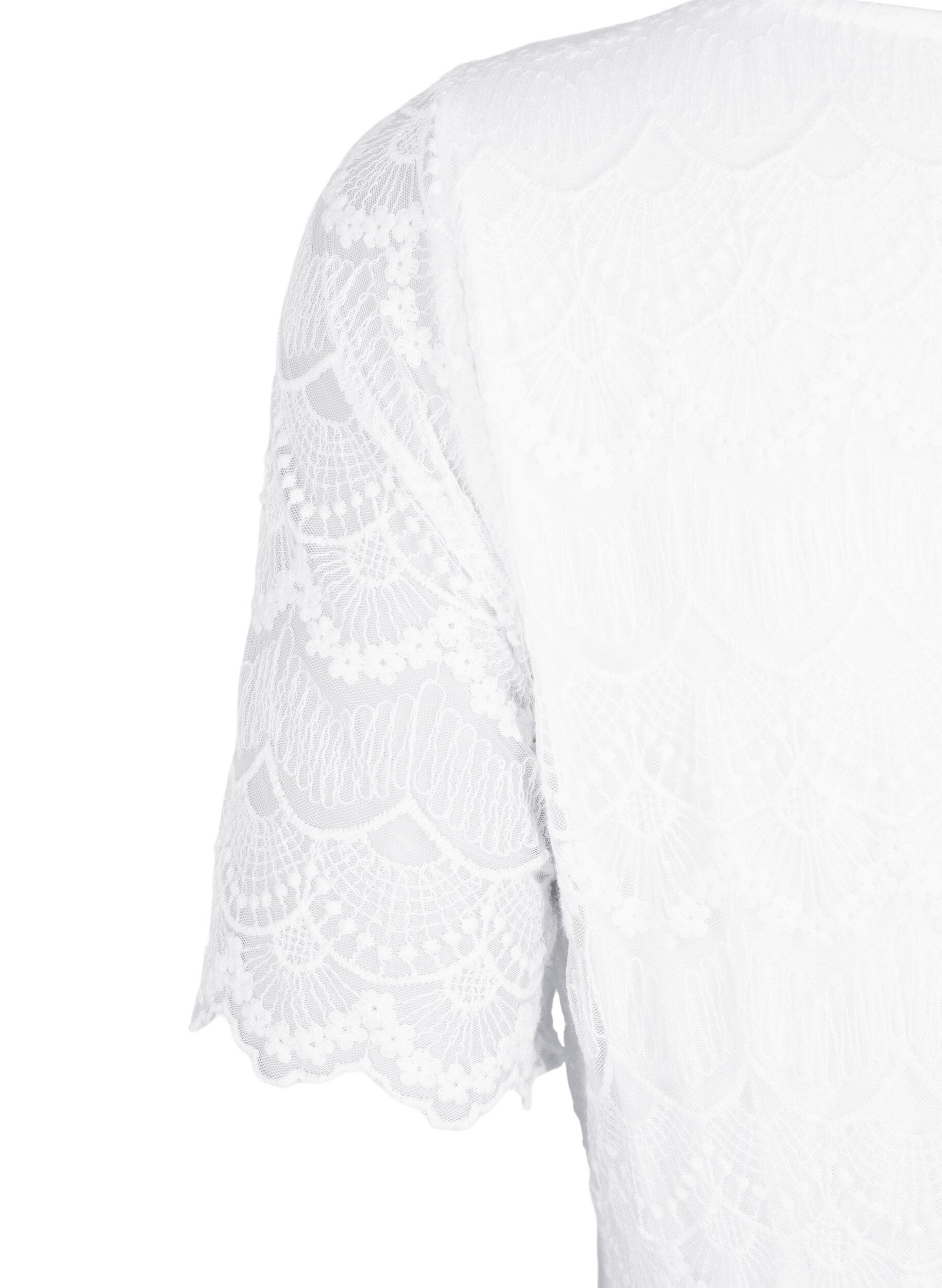 Zizzi Robe de soir&eacute;e avec dentelle et une taille empire, Bright White, Packshot image number 3