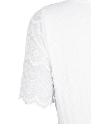 Feestjurk met kant en een empire taille, Bright White, Packshot image number 3