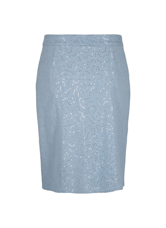 Denim rok met split en pailletten, Light Blue Denim, Packshot image number 1