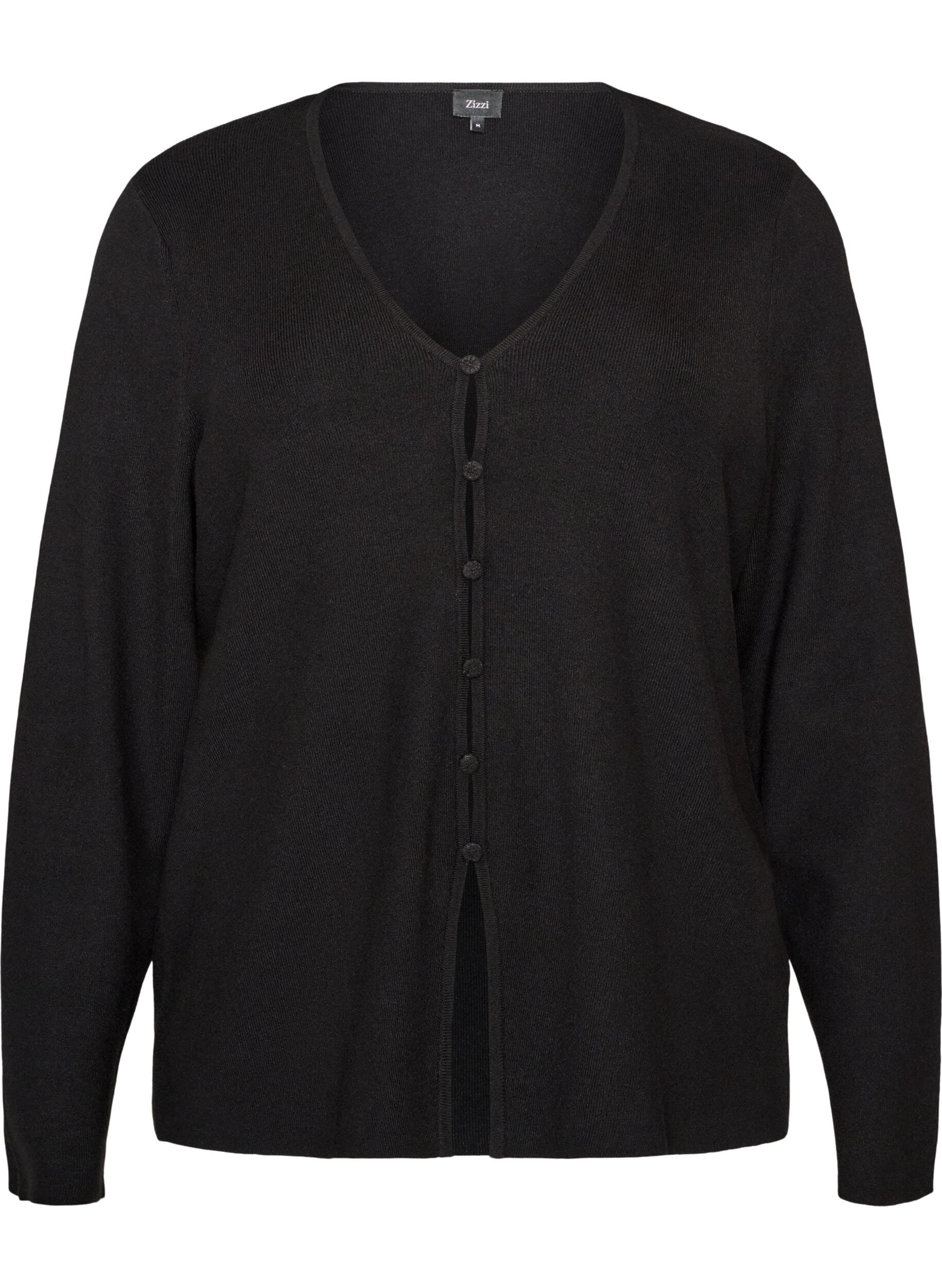 Fijngebreid vest met stofbeklede knopen