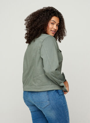 Korte gekleurde denim jas, Agave Green, Model image number 1