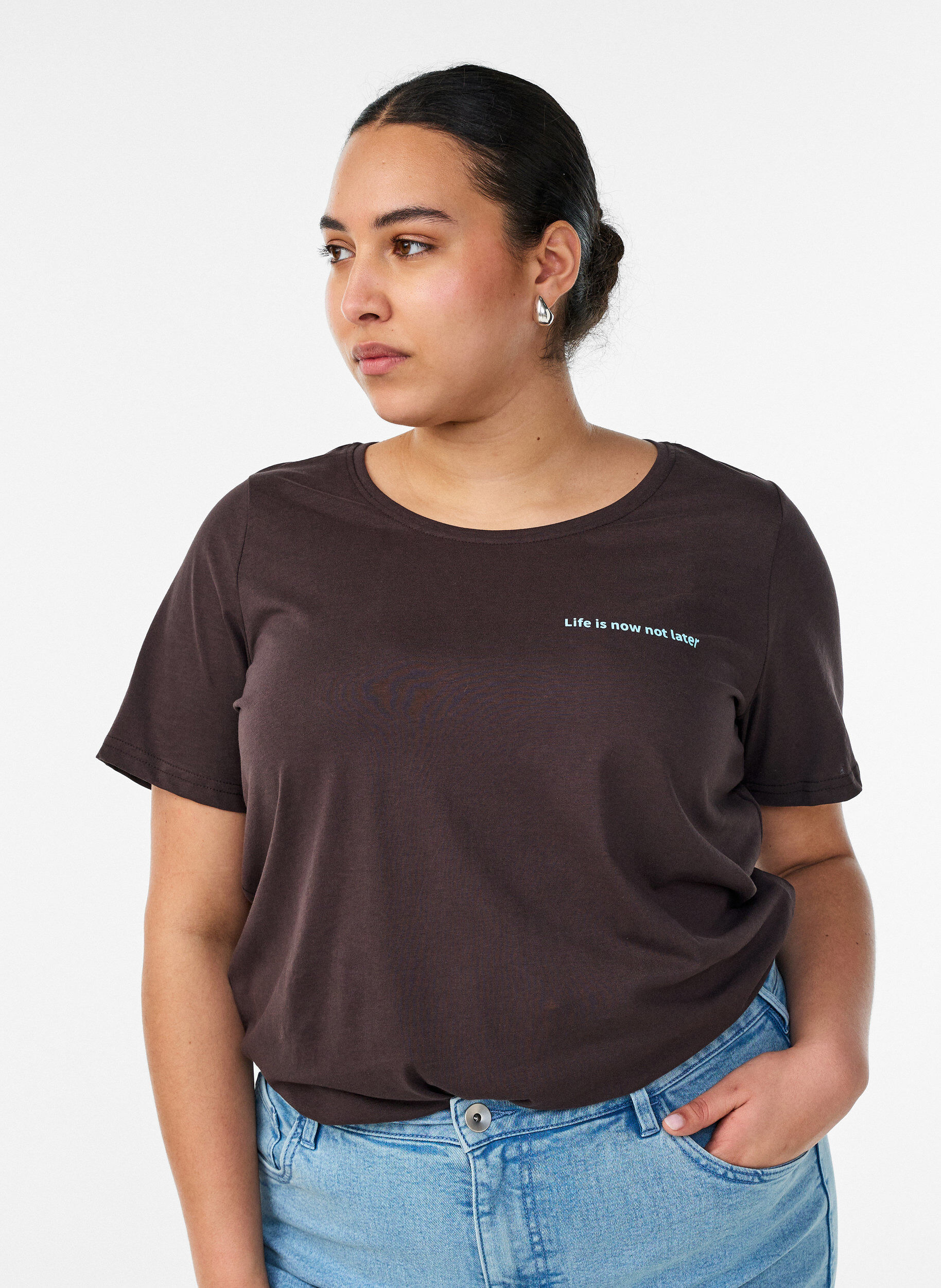 ZizziT-shirt imprim&eacute;, Marron, Model image number 0