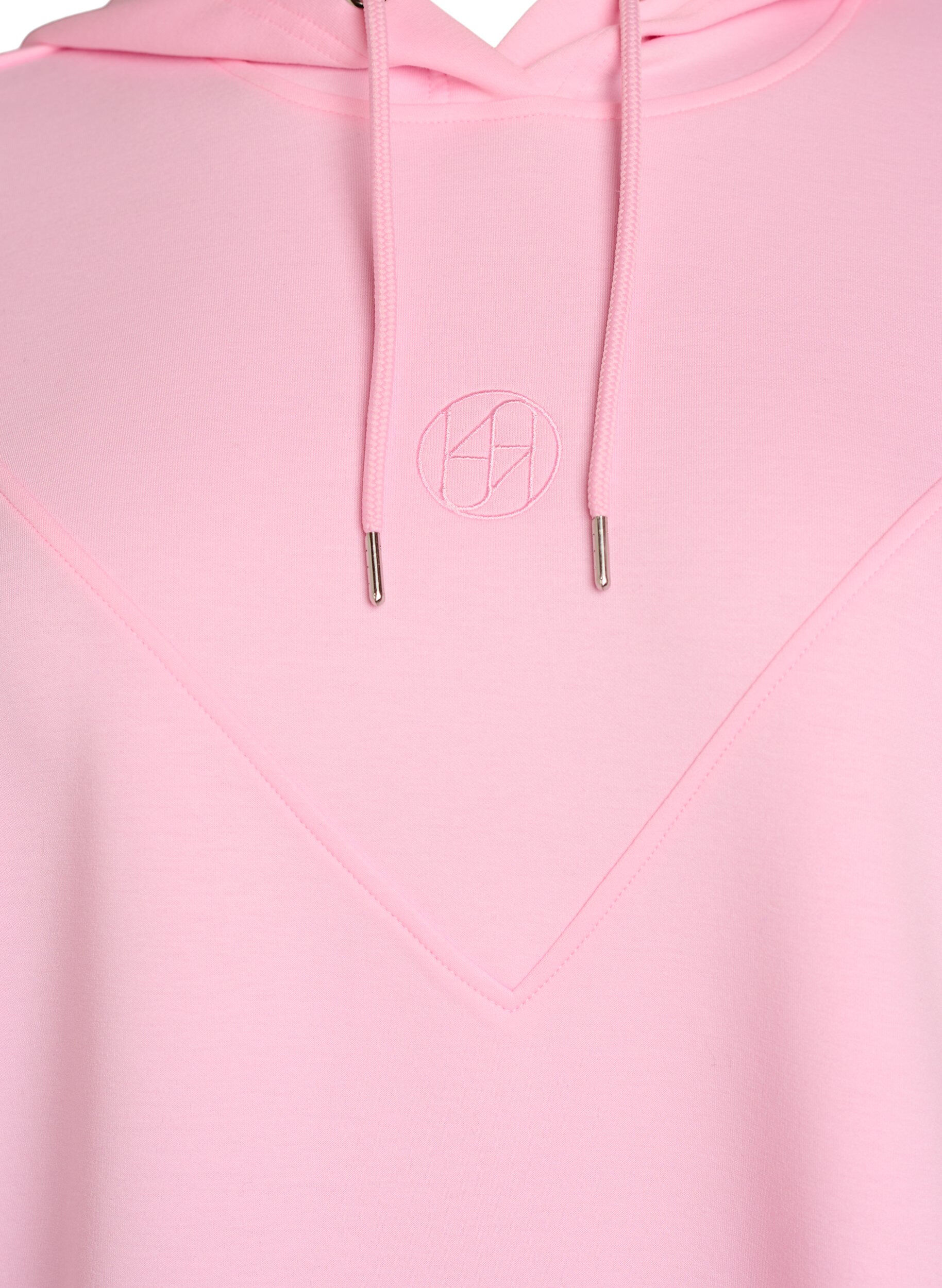 ZizziSportieve scuba hoodie met decoratieve stiksels, Roze, Packshot image number 2