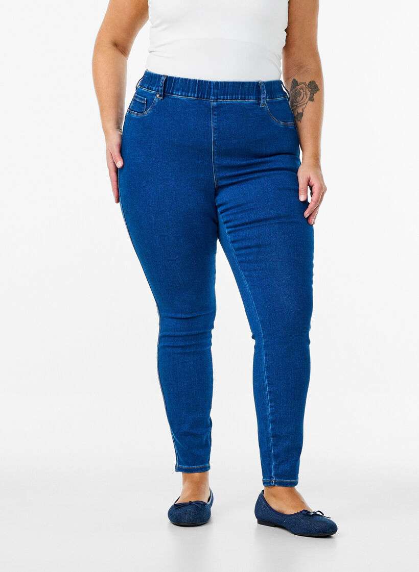 Jeggings met hoge taille, Blauw, Model image number 2