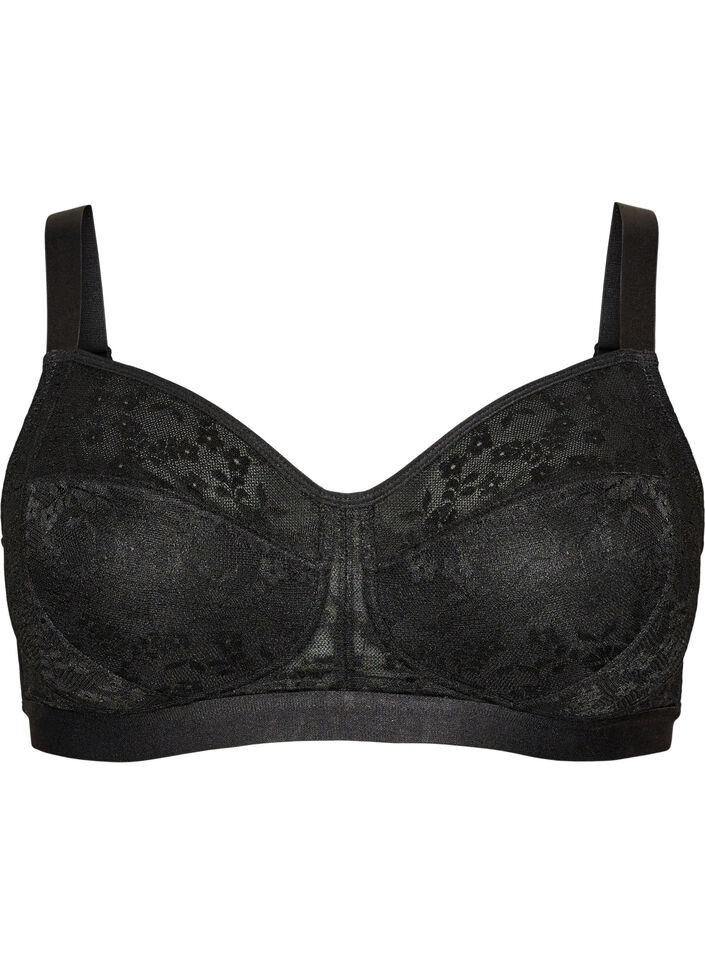 Soutien-gorge sans armatures avec dentelle, Noir, Packshot image number 0