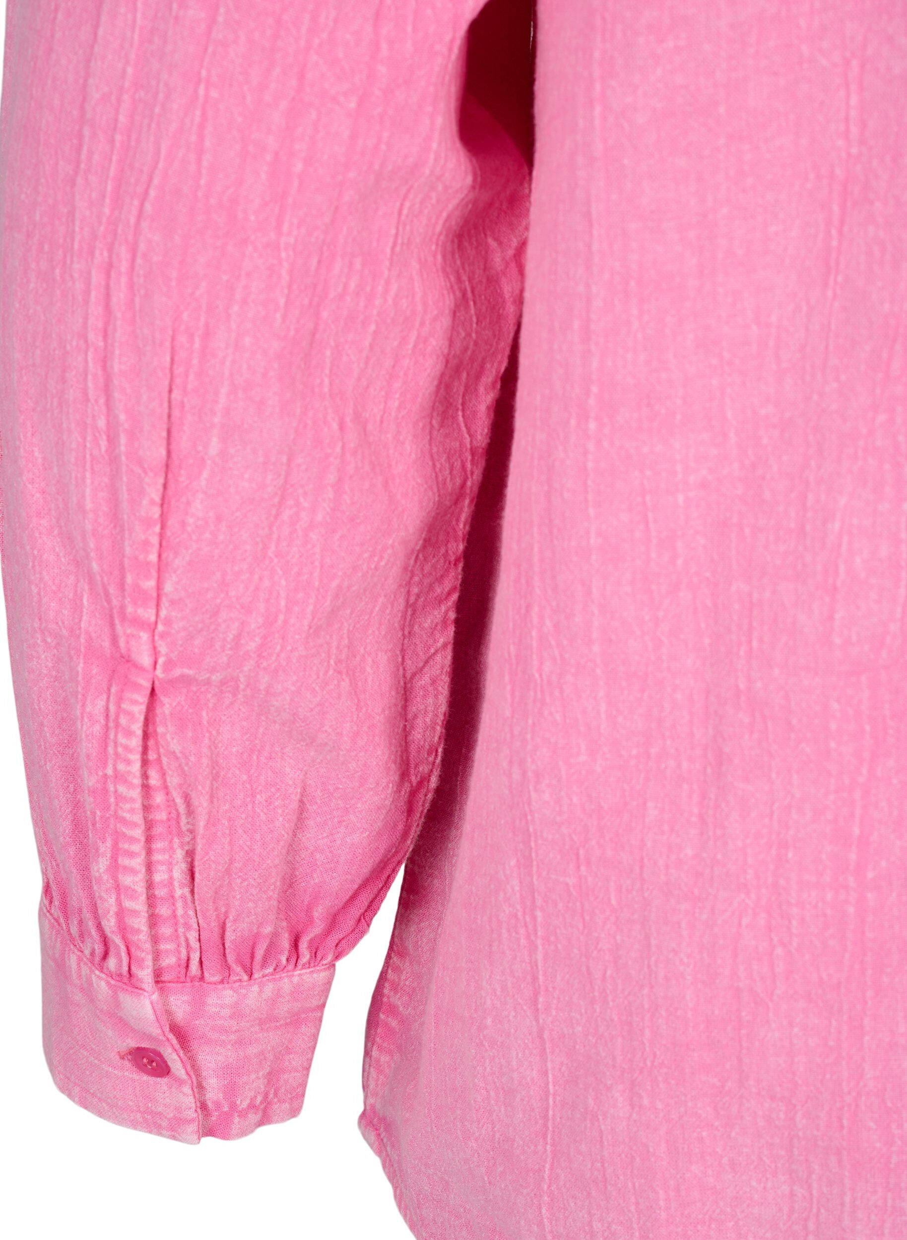 ZizziDenim overhemd in effen kleur, Pink Power, Packshot image number 3