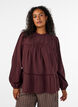 Blouse avec broderie et bordure broderie ajour&eacute;e, Bordeaux fonc&eacute;, Model image number 0