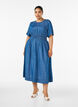 Robe midi aspect denim avec taille &eacute;lastique, Bleu, Model image number 0