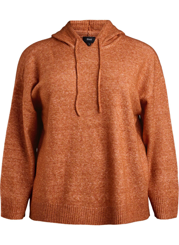 Sweat à capuche en maille, Orange foncé, Packshot image number 0