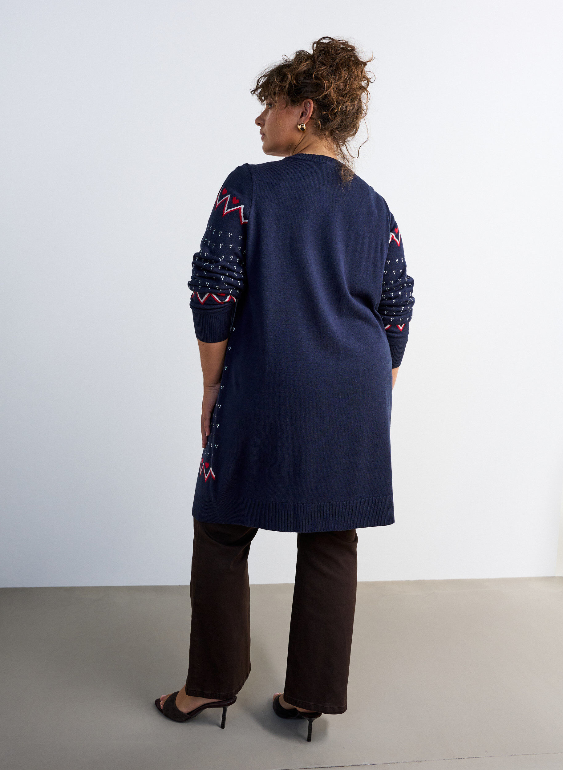 ZizziKorte gebreide jurk met kerstmotief, Blauw, Model image number 2