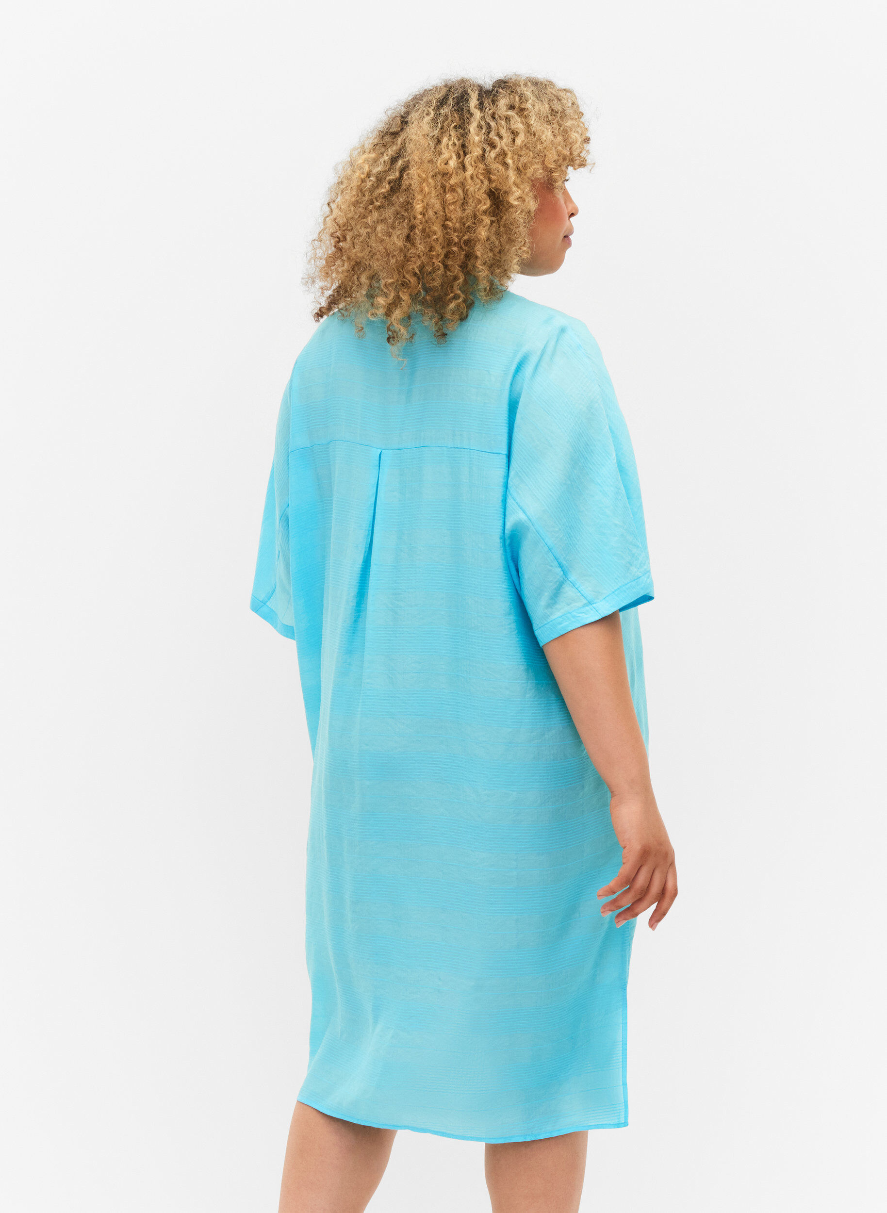 ZizziLang hemd van viscose met structuur, Bachelor Button, Model image number 1