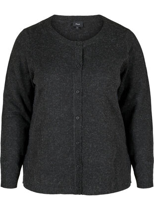 Cardigan court en tricot mélangée avec fermeture boutonnée, Black, Packshot image number 0