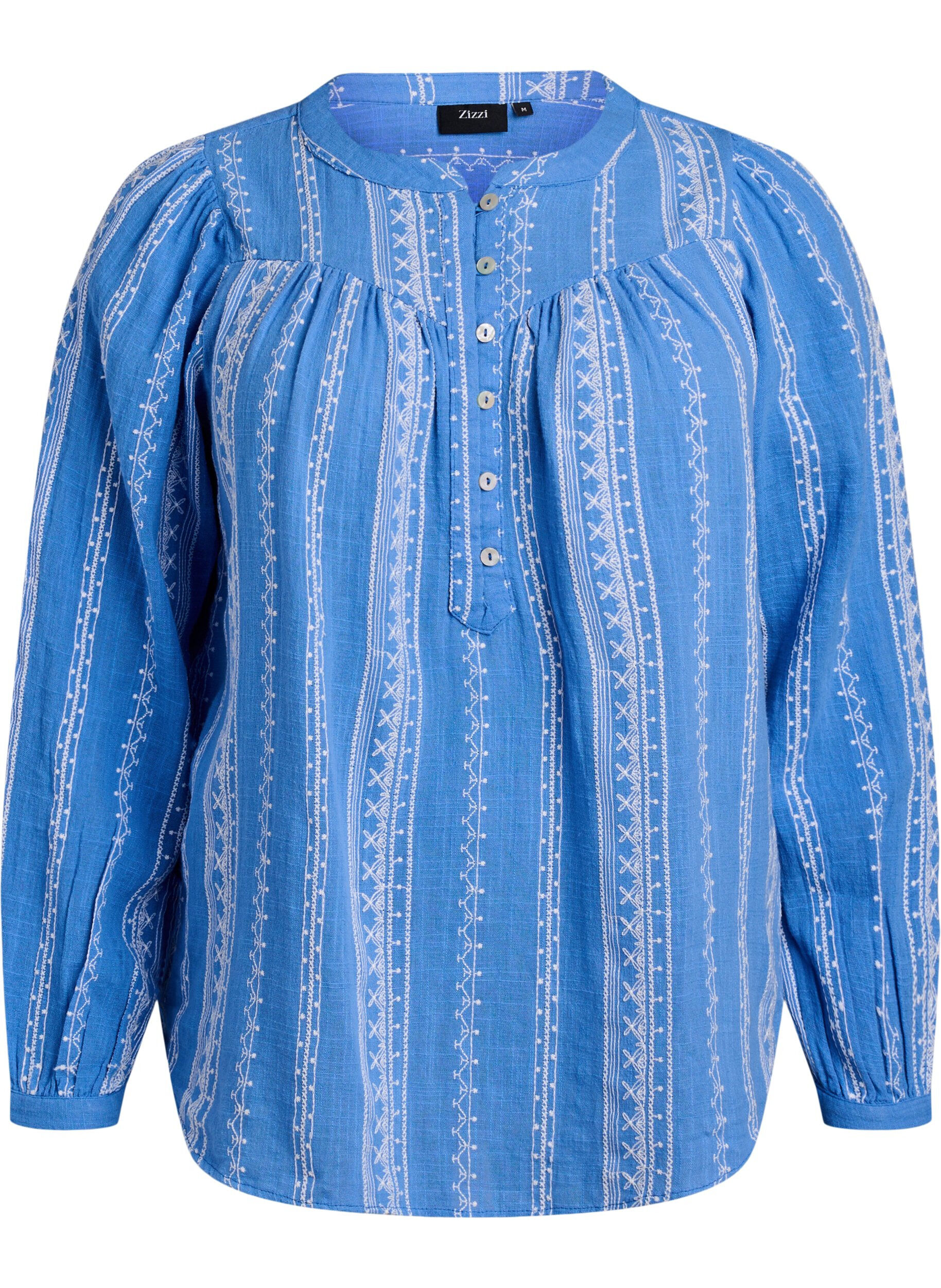 ZizziBlouse met geborduurd patroon, Blauw, Packshot image number 0