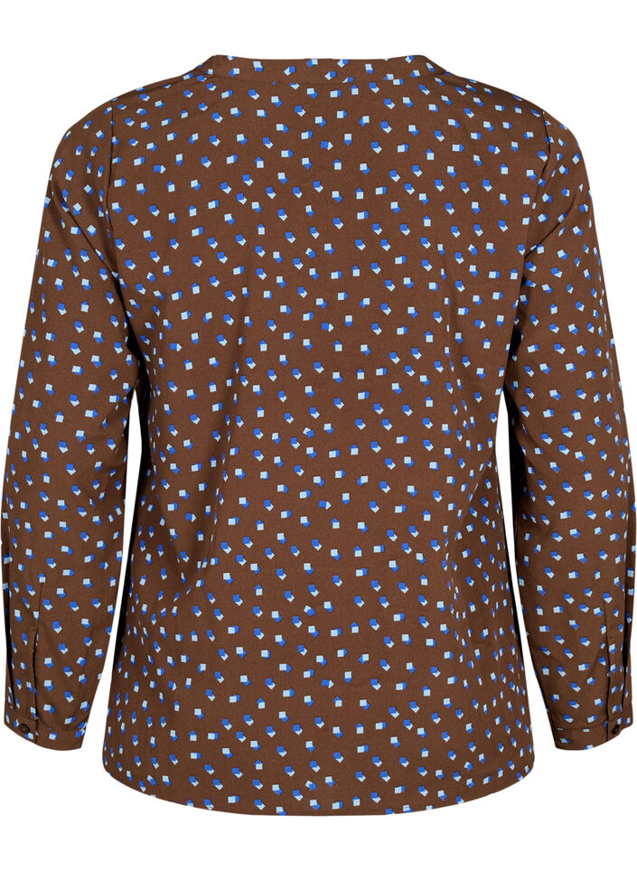 FLASH - Blouse met lange mouwen en print, Chicory Coffee AOP, Packshot image number 1