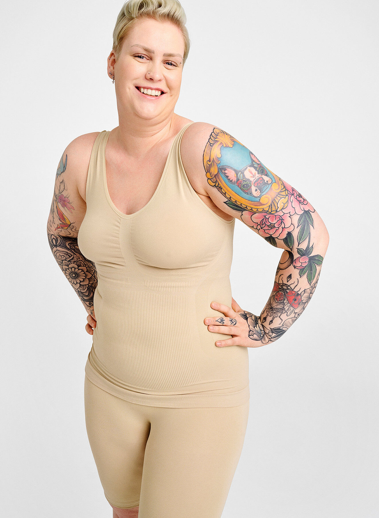 ZizziShapewear top met brede bandjes, Beige, Image image number 0