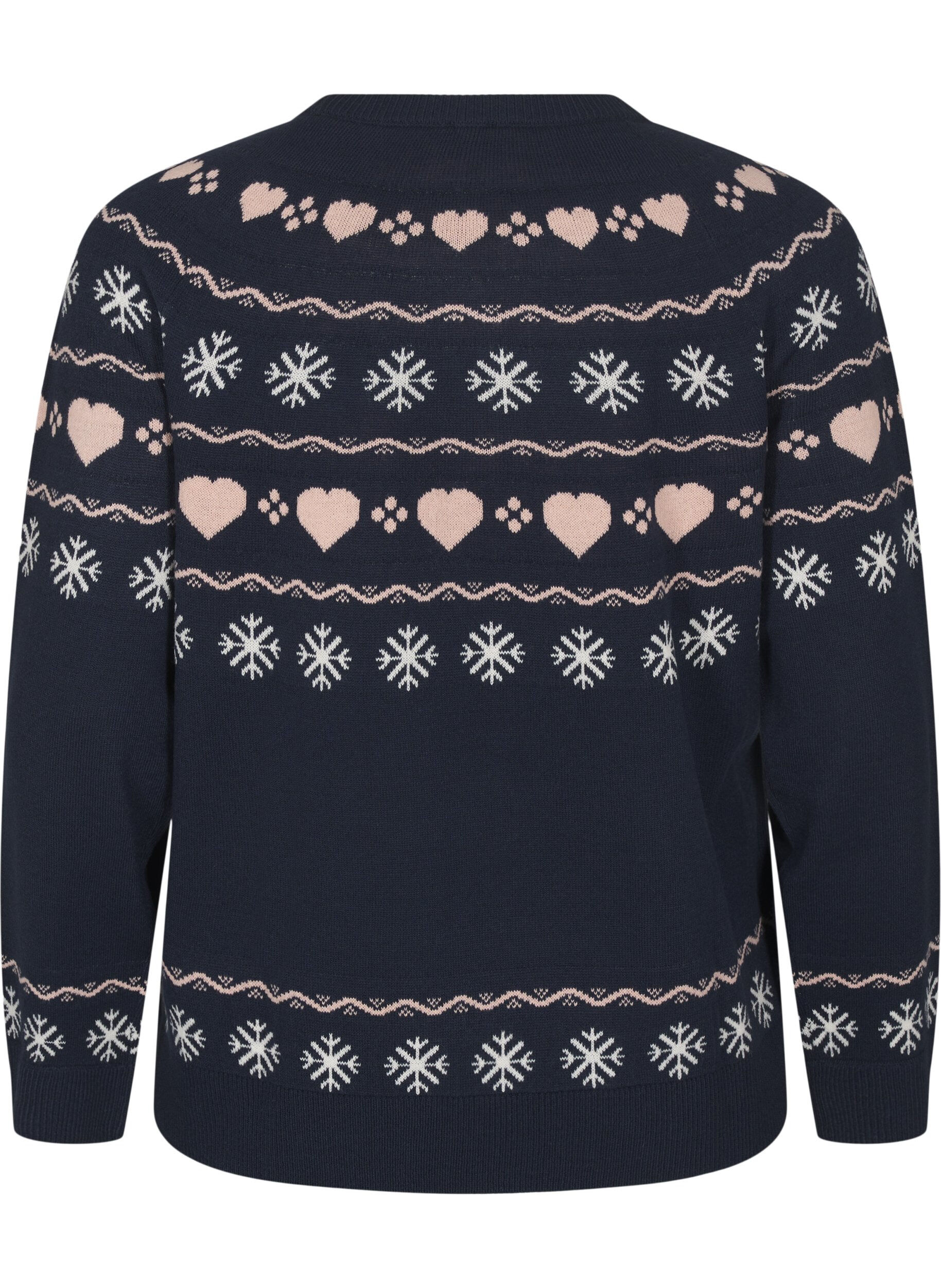 ZizziLangarmige gebreide top met kerstmotief, Navy Blazer Comb, Packshot image number 1