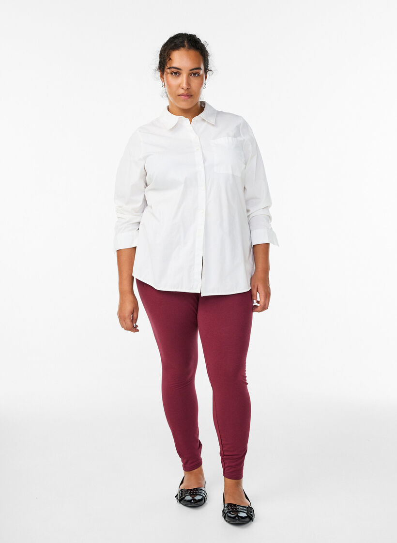 Leggings en coton avec doublure, Bordeaux fonc&eacute;, Model image number 1