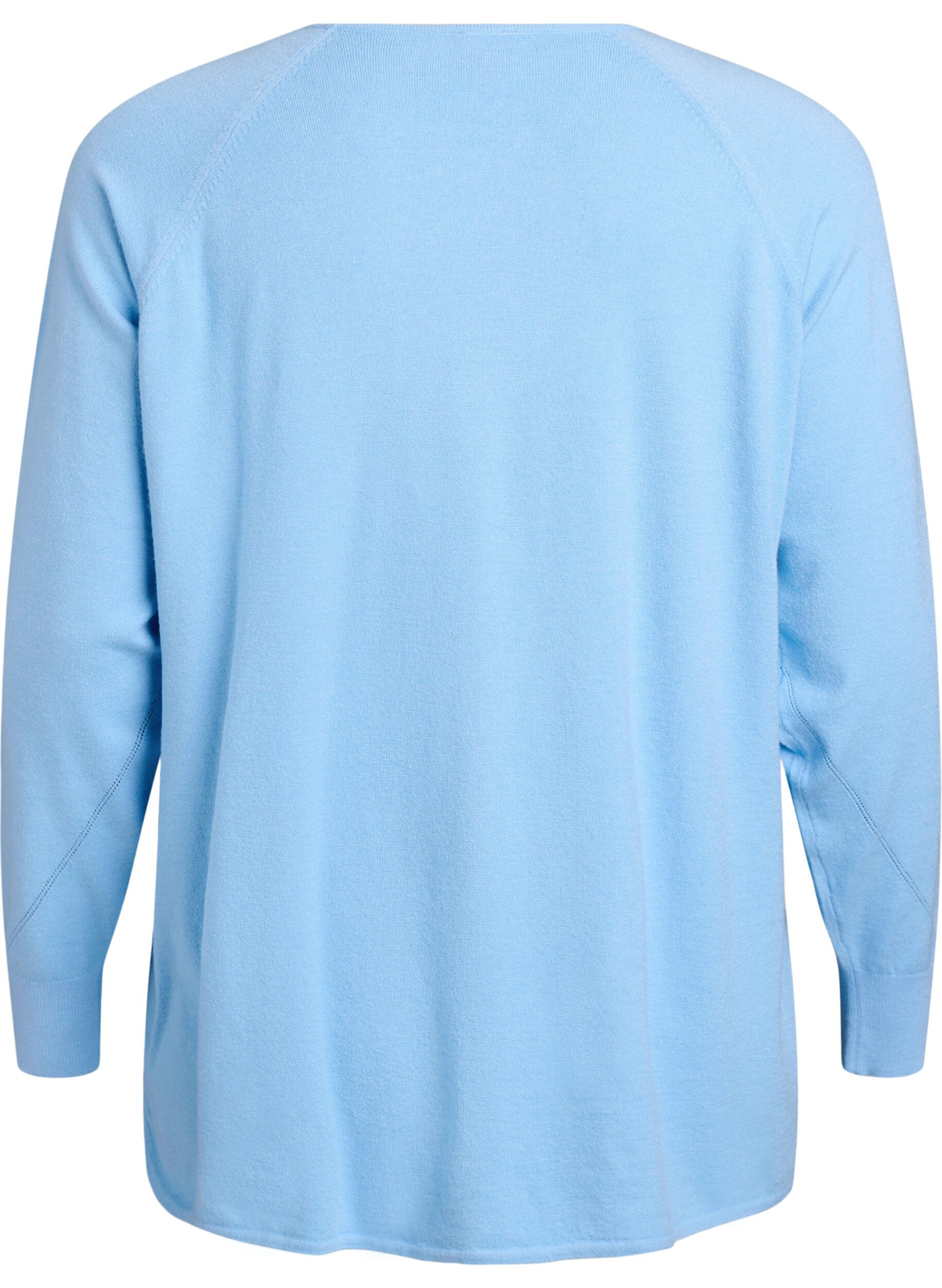 ZizziGebreide blouse met ronde hals en gebreid patroon, Blauw, Packshot image number 1
